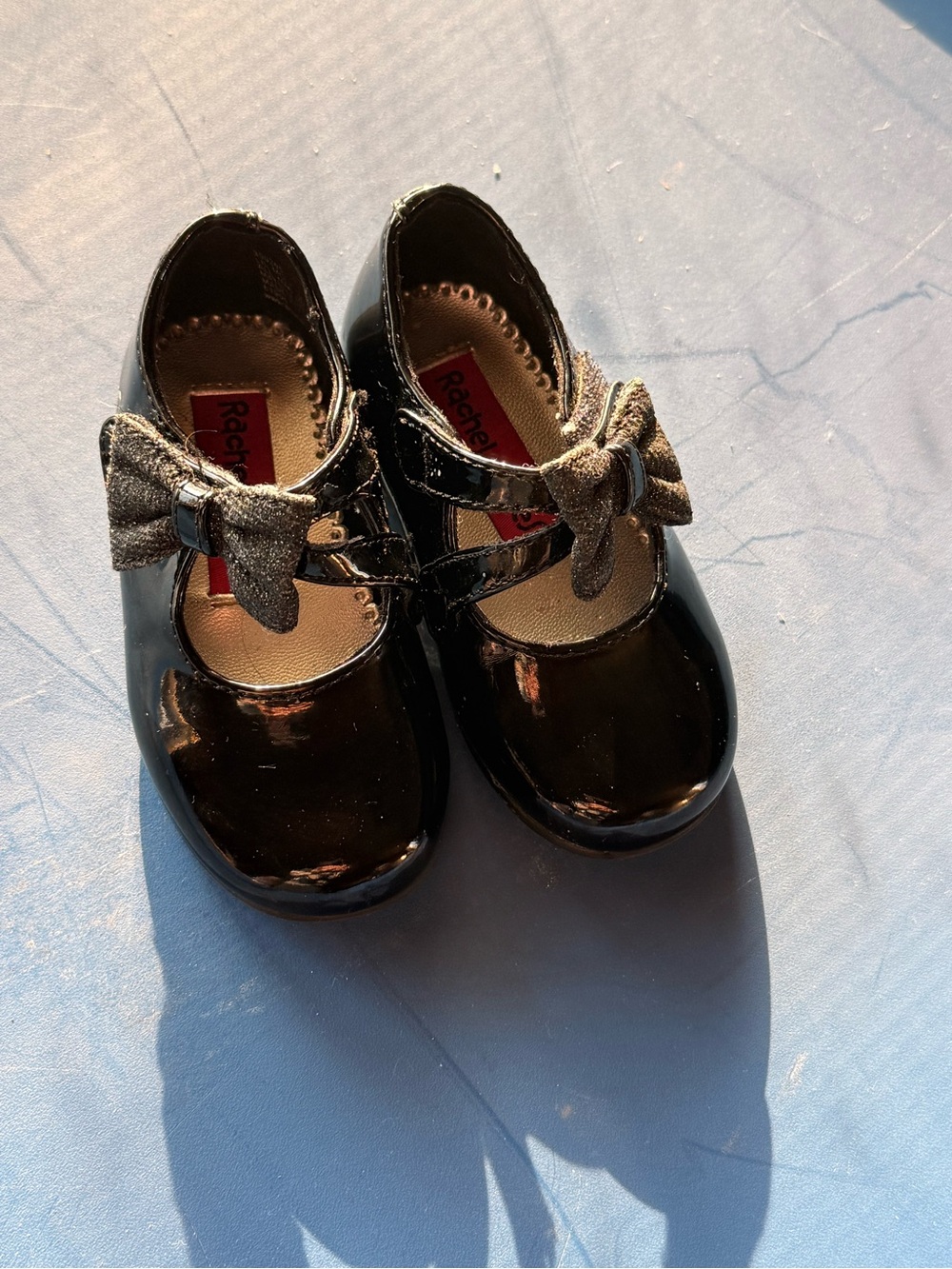 Rachel Girls Black Patent Mary Janes with Sparkle Bow